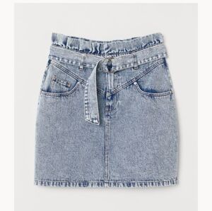 H&M Denim Stonewash Belted Skirt